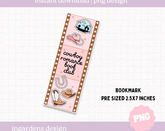 Cowboy Romance Bookclub Bookmark PNG, Digital Bookmark, Printable Bookmark, Digital Download for Bookmarks