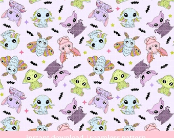 Cute Cryptid Seamless Pattern, halloween Seamless pattern, Digital Download, Repeat Pattern