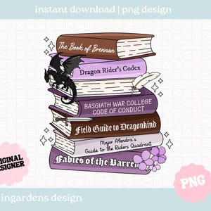 Fourth Wing Book stack PNG, Bookish png, Fourth Wing png, Romantasy Bookish png, Digital Download Art for T-shirt, Sticker, Mug and More