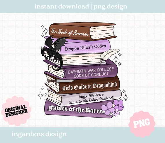 Fourth Wing Book stack PNG, Bookish png, Fourth Wing png, Romantasy Bookish png, Digital Download Art for T-shirt, Sticker, Mug and More
