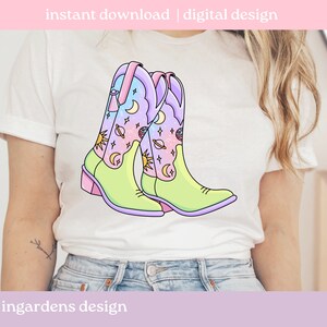 Cosmic Cowgirl Boots PNG, Cowgirl Design png, Cowgirl Boots PNG, cowgirl boots design for t-shirt, stickers and more image 2