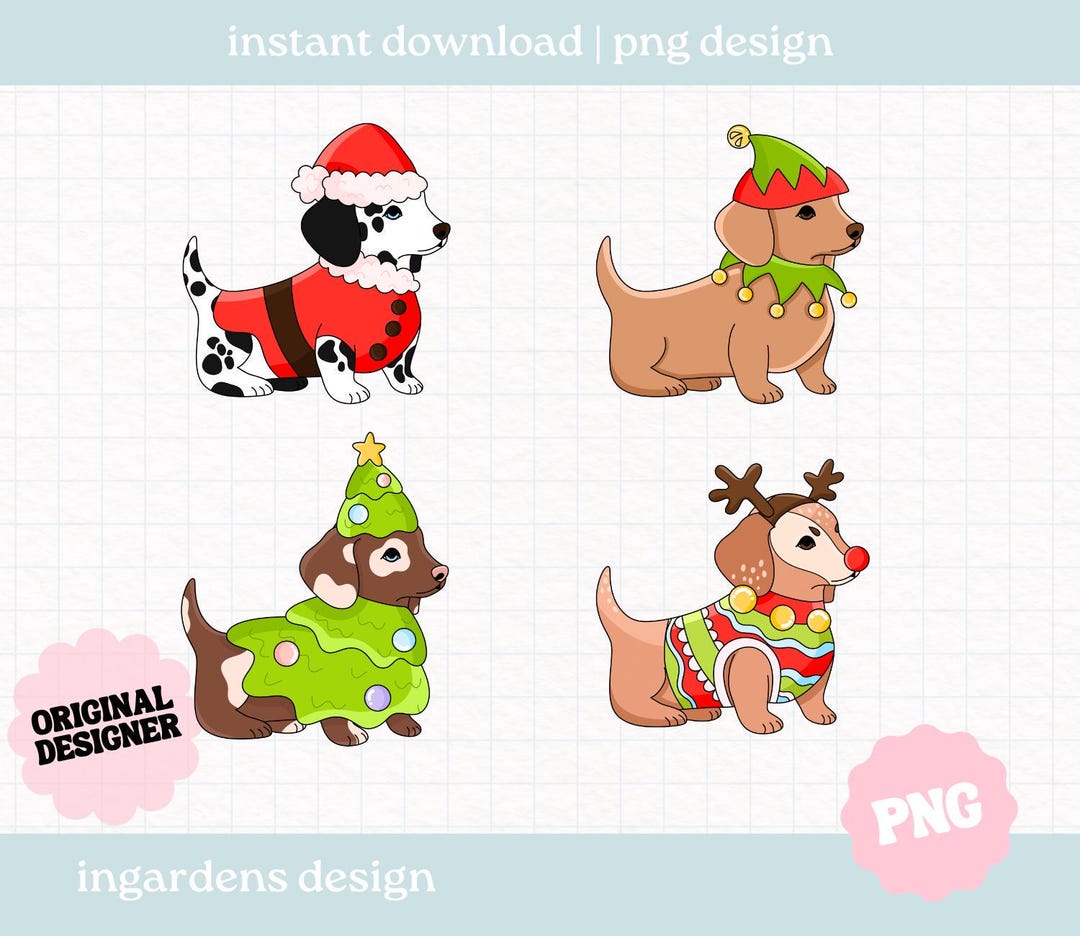 Christmas Dog Clipart PNG, Christmas Dog Puppy Holiday Png, Digital ...
