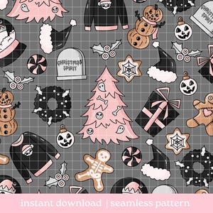 Christmas Spirit Seamless Pattern PNG, Christmas Merry Seamless Pattern, Digital Download, Seamless Pattern, Repeat Pattern