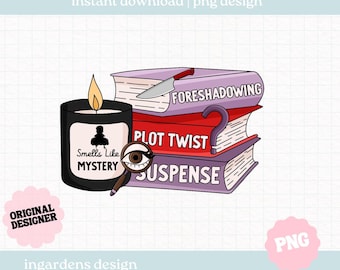 Smells Like Mystery PNG, Bookish png, Mystery Bookish png, Digital Download Art for T-shirt, Sticker, Mug and More
