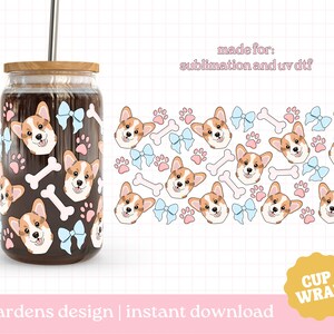 Corgis Hundetassenverpackung, 16 Unzen Glasdosenverpackung, Hundeverpackung PNG, Glastasse, Libby Glasdosenverpackung
