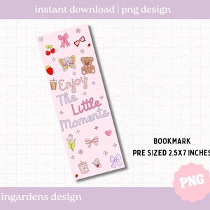 Enjoy The Little Things PNG、Bookish Reader Bookmarks PNG、ブックマークのデジタルダウンロード