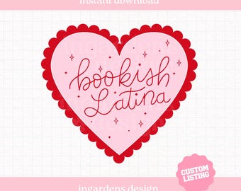 Bookish Latina PNG, Custom Bookish Design, Digital Download