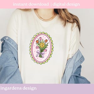 Spring Clipart PNG, Individual Spring Bunny Floral Bow Clipart Designs PNG, Digital download for t-shirt, mug, stickers and more image 3