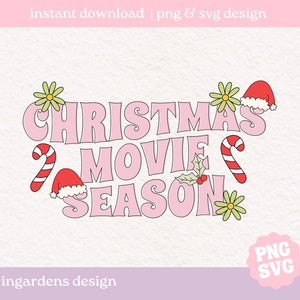 Sezon filmowy świąteczny SVG PNG, Trendy Holiday svg png, Styl retro Christmas svg png