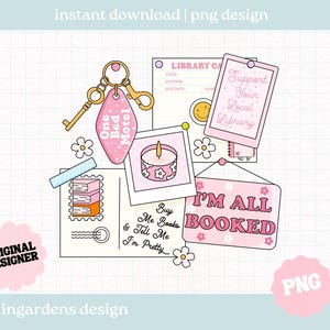 Booked Moodboard PNG, Bookish PNG, Digital Download Art for T-shirt, Sticker, Mug and More