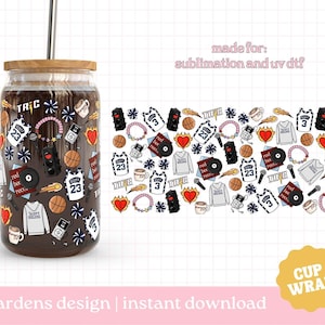 OTH Cup Wrap, 16oz Glass Can Wrap, one tree hill cup wrap PNG, Glass Cup, Libby glass can wrap