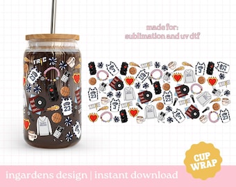 Envoltura para taza OTH, envoltura para lata de vidrio de 16 oz, envoltura para taza One Tree Hill PNG, taza de vidrio, envoltura para lata de vidrio Libby
