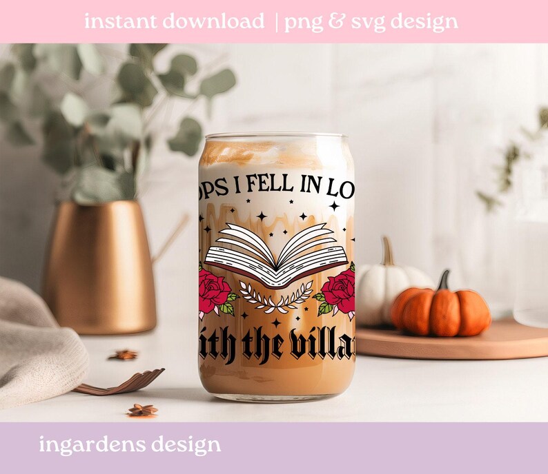 Oops I Fell In Love With The Villain PNG SVG, Bookish png svg, Digital Download Art for T-shirt, Sticker, Mug and More image 6