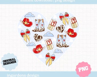 Cowboy Heart PNG, Nostalgia Design, Cowboy Story, Digital Download