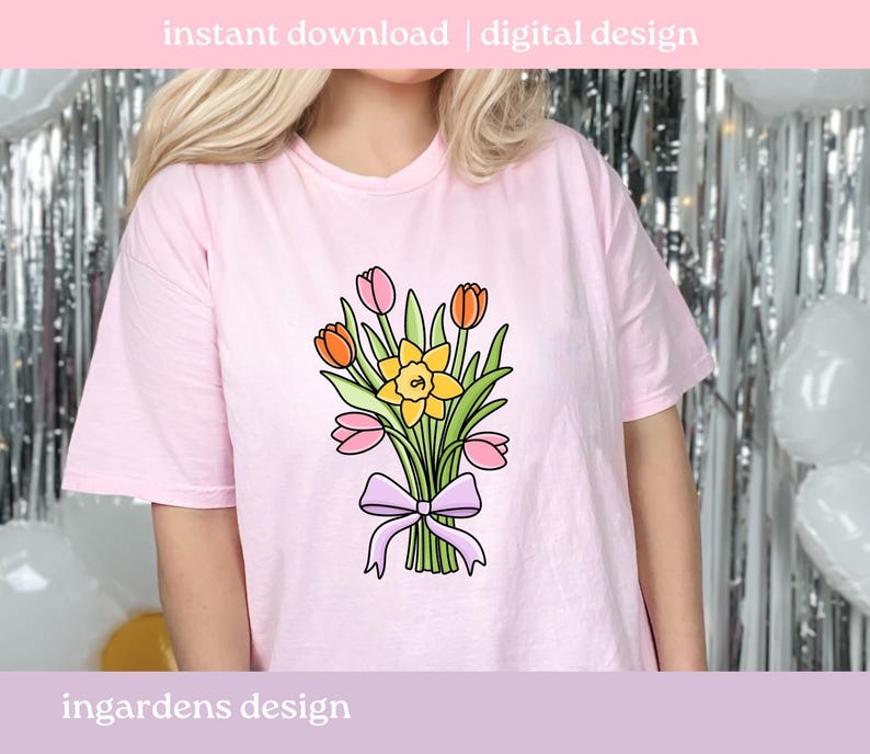 Spring Clipart PNG, Individual Spring Bunny Floral Bow Clipart Designs PNG, Digital download for t-shirt, mug, stickers and more image 8