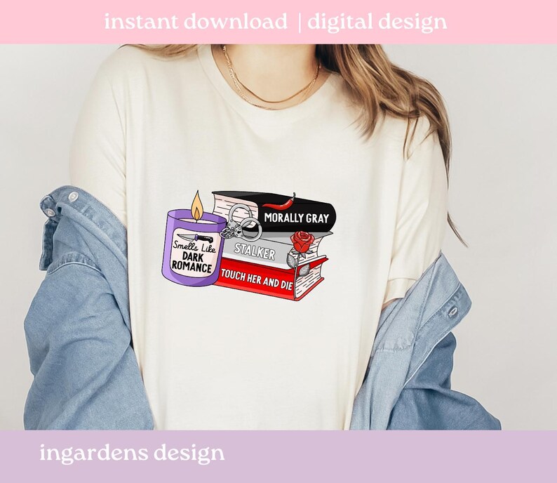 Huele a romance oscuro PNG, PNG de libros, PNG de romance de libros, Arte de descarga digital para camisetas, calcomanías, tazas y más imagen 3