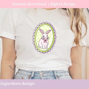 Spring Clipart PNG, Individual Spring Bunny Floral Bow Clipart Designs PNG, Digital download for t-shirt, mug, stickers and more image 2