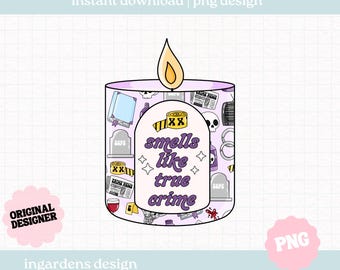 Bookish True Crime Candle PNG, Bookish png, Crime Bookish png, Digital Download Art for T-shirt, Sticker, Mug and More