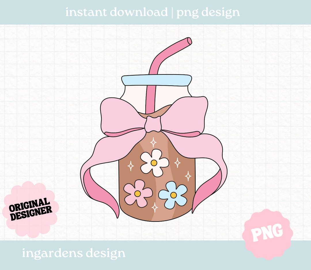 Iced Coffee and Bow Clipart PNG, Iced Coffee Png, Trendy Coffee Png ...