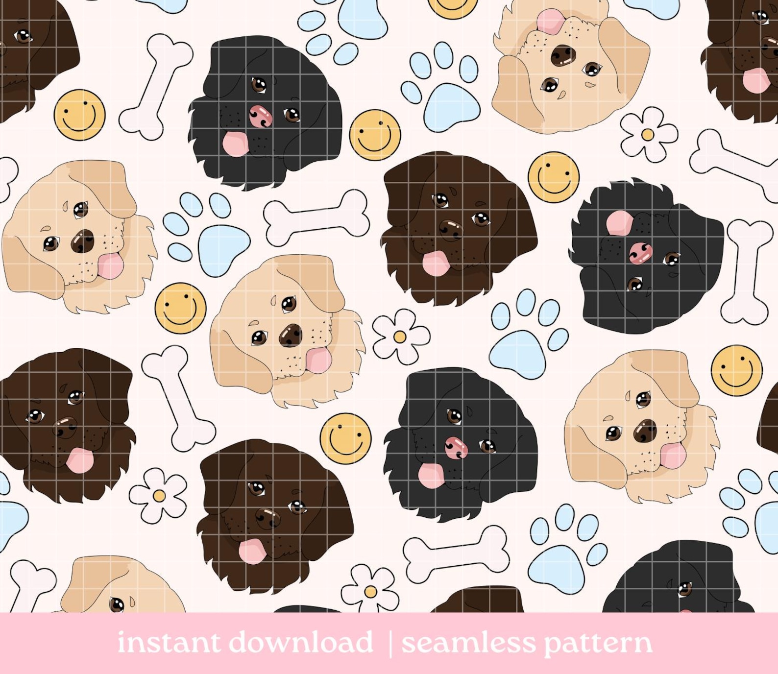 Labrador Pattern Wallpaper Labrador Seamless Pattern PNG, Digital Download, Seamless Pattern ...