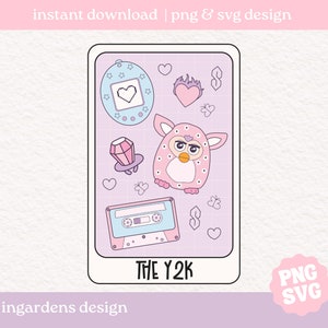 La carta del tarot Y2K SVG PNG, diseño para carta del tarot, descarga de diseño digital