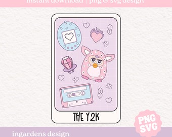 The Y2K Tarot Card SVG PNG, design for tarot card, digital design download