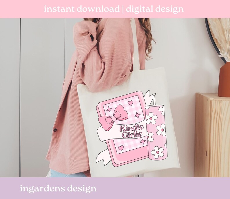Kindle Girlie PNG, Kobo Girlie Bookish PNG, Booktok Original, Digital Download Art for T-shirt, Sticker, Mug and More image 6