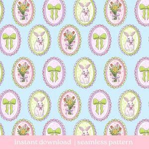 Naadloze lente Pasen girliepatroon, naadloze lentepatroon, digitale download, herhalingspatroon