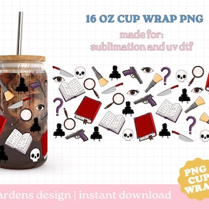 Mystery Cup Wrap PNG, Bookish Cup Wrap PNG Digital Download, Design for T-shirts, Sticker, Mug and More