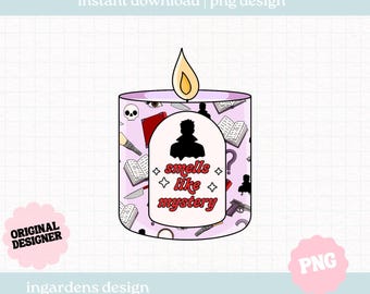 Bookish Mystery Candle PNG, Bookish png, Mystery Thriller Bookish png, Digital Download Art for T-shirt, Sticker, Mug and More