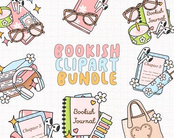 Bok Clipart Bundle PNG, individuella Clipart Designs PNG, digital nedladdning för t-shirt, mugg, klistermärken och mer