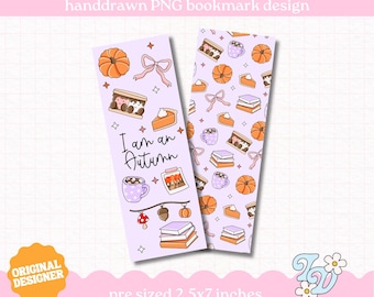 I Am An Autumn Bookmark PNG, Digital Download for Bookmarks