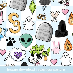 Simmer Seamless Pattern, Gamer Pattern, Digital Download, Seamless Pattern, Repeat Pattern