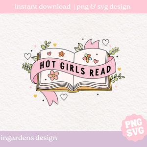 Filles chaudes lisent PNG SVG, svg png livresques, art en téléchargement numérique pour t-shirt, autocollant, tasse et plus