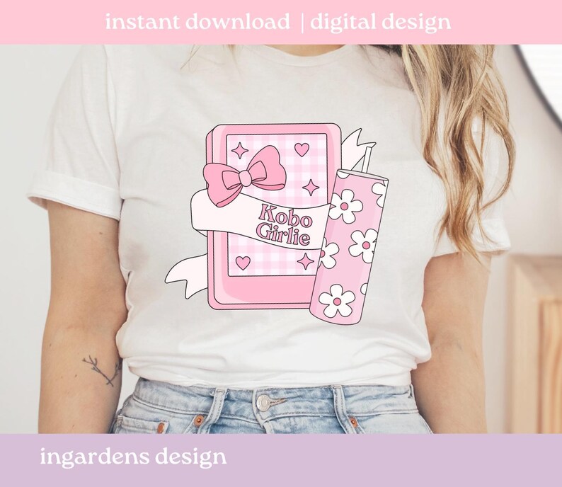 Kindle Girlie PNG, Kobo Girlie Bookish PNG, Booktok Original, Digital Download Art for T-shirt, Sticker, Mug and More image 3