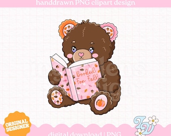 Autumn Bear PNG, Bookish Clipart, Digital Download