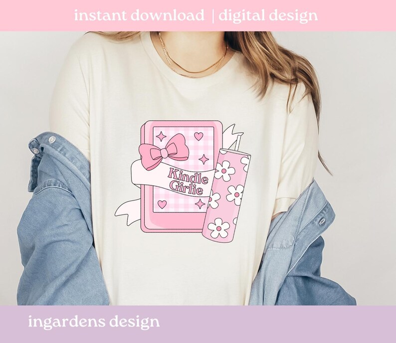 Kindle Girlie PNG, Kobo Girlie Bookish PNG, Booktok Original, Digital Download Art for T-shirt, Sticker, Mug and More image 4