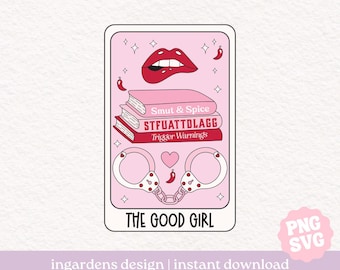 The Good Girl Tarot Card SVG PNG, design for tarot card, Bookish png svg, Digital Download Art for T-shirt, Sticker, Mug and More
