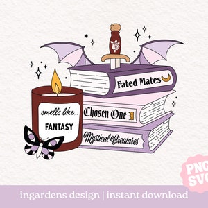 Huele a fantasía PNG SVG, Bookish png svg, Arte de descarga digital para camiseta, pegatina, taza y más