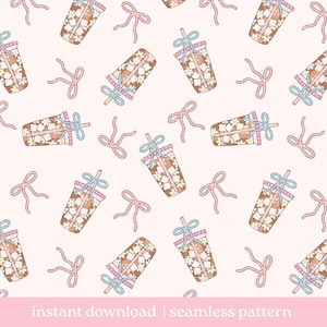 Coffee Girlie Seamless Pattern, Digital Download, Seamless Pattern, Coffee Lover Girl Pattern Design, Repeat Pattern