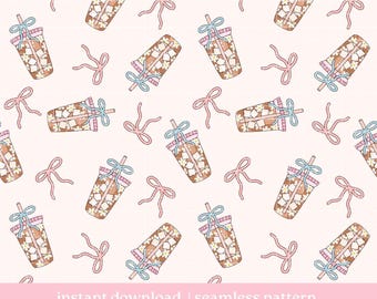 Coffee Girlie Seamless Pattern, Digital Download, Seamless Pattern, Coffee Lover Girl Pattern Design, Repeat Pattern