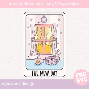 The New Day Tarot Card SVG PNG, diseño de salud mental para carta de tarot, descarga de diseño digital