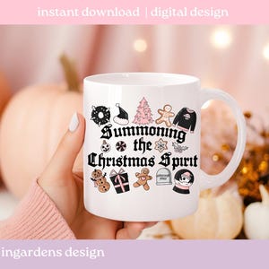 Summoning The Christmas Spirit PNG, Creepy Christmas Design png, digitale download voor T-shirt, mok, stickers en meer afbeelding 4