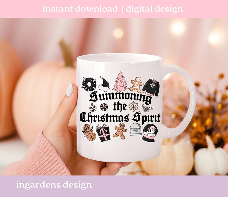 Summoning The Christmas Spirit PNG, Creepy Christmas Design png, digitale download voor T-shirt, mok, stickers en meer afbeelding 4
