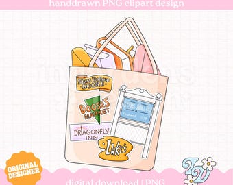 Stars Hollow Tote Back PNG, Autumn Fall Clipart, Digital Download