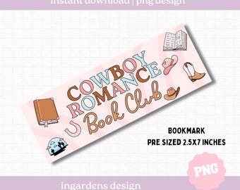 Cowboy Romance Bookclub Bookmark PNG, Digital Bookmark, Printable Bookmark, Digital Download for Bookmarks