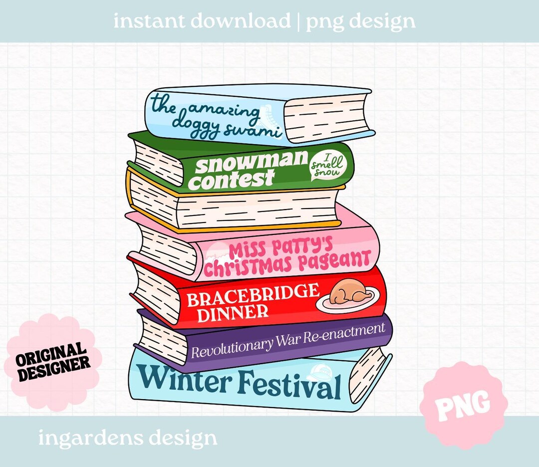 Christmas Book Stack PNG, Stars Hollow Girls Png, Gilmore Winter ...