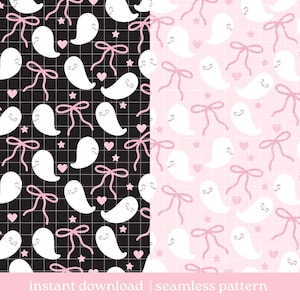 Ghostie Bow Seamless Pattern, Cute ghost Seamless pattern, Halloween seamless pattern, Digital Download, Repeat Pattern