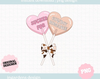 Sucker For Cowboy Romance PNG, Bookish png, Romance Bookish png, Digital Download Art for T-shirt, Sticker, Mug and More