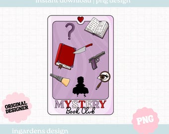 Mystery Tarot PNG, Bookish png, Mystery Bookish png, Digital Download Art for T-shirt, Sticker, Mug and More